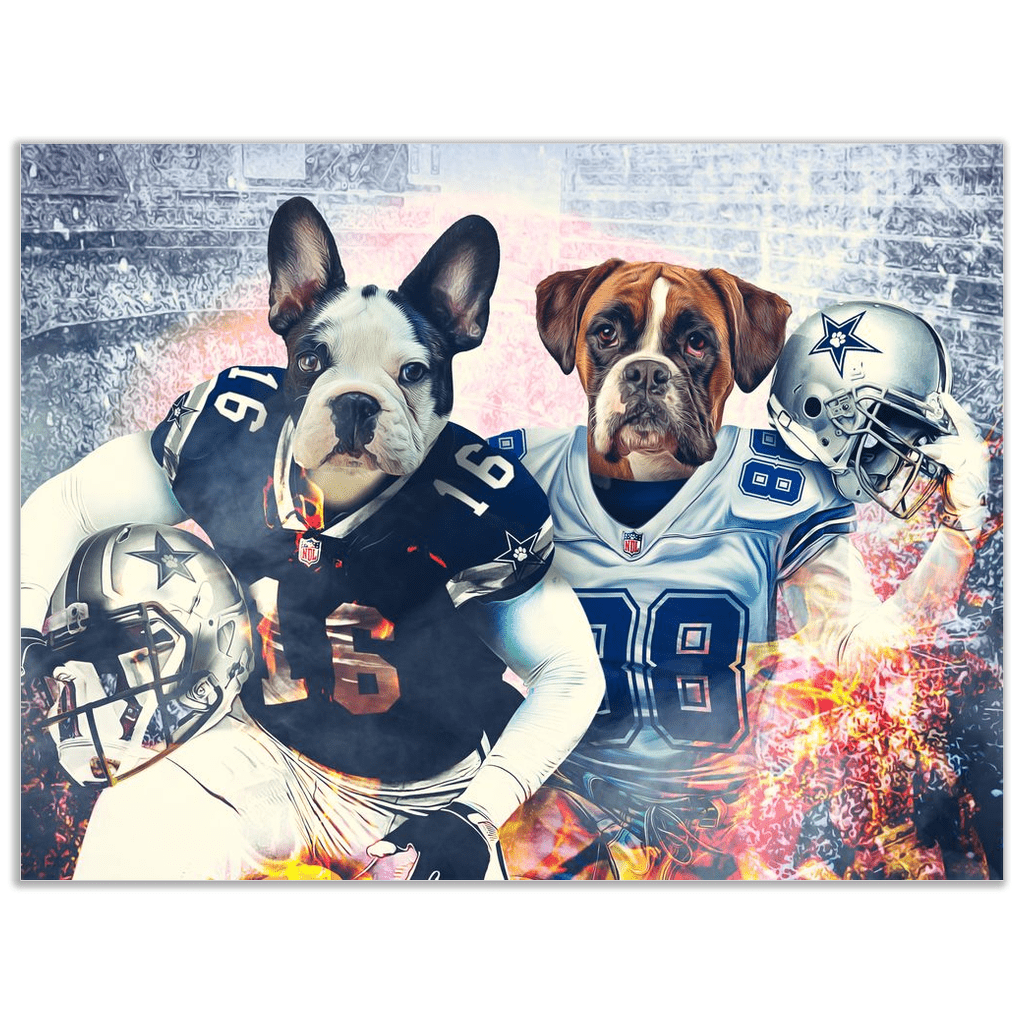 USA MADE Personalized Football Pet Portrait | 'Dallas Dog' Personalized 2 Pet Poster| Custom Football Pet Portrait Wallart, Canvas, Poster, Digital Download | Dog Mom, Dog Dad Gifts