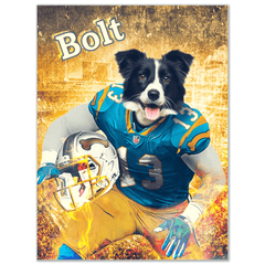 USA MADE Personalized Football League Pet Canvas| Custom 'San Diego Doggos' Personalized Pet Poster, Portrait Wallart