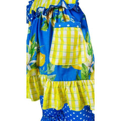 Baby Girls Summer Tutti Frutti/ Back To School Lemon Blossoms Ruffle Top & Shorts Set - Blue/Yellow - Angeline Kids
