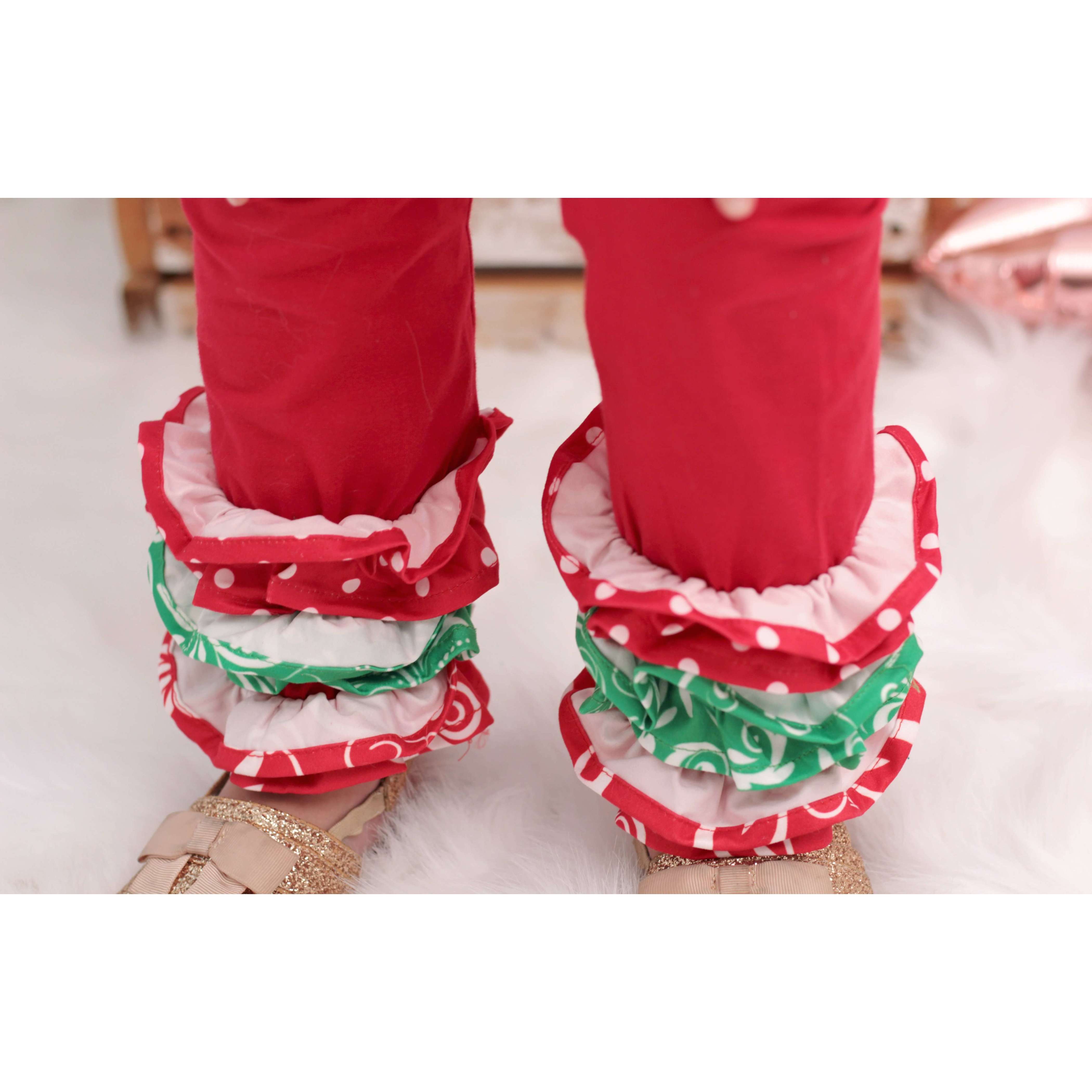 Angeline Kids:Baby Toddler Little Girls Christmas Tree Ruffles Skirt Set - Red White