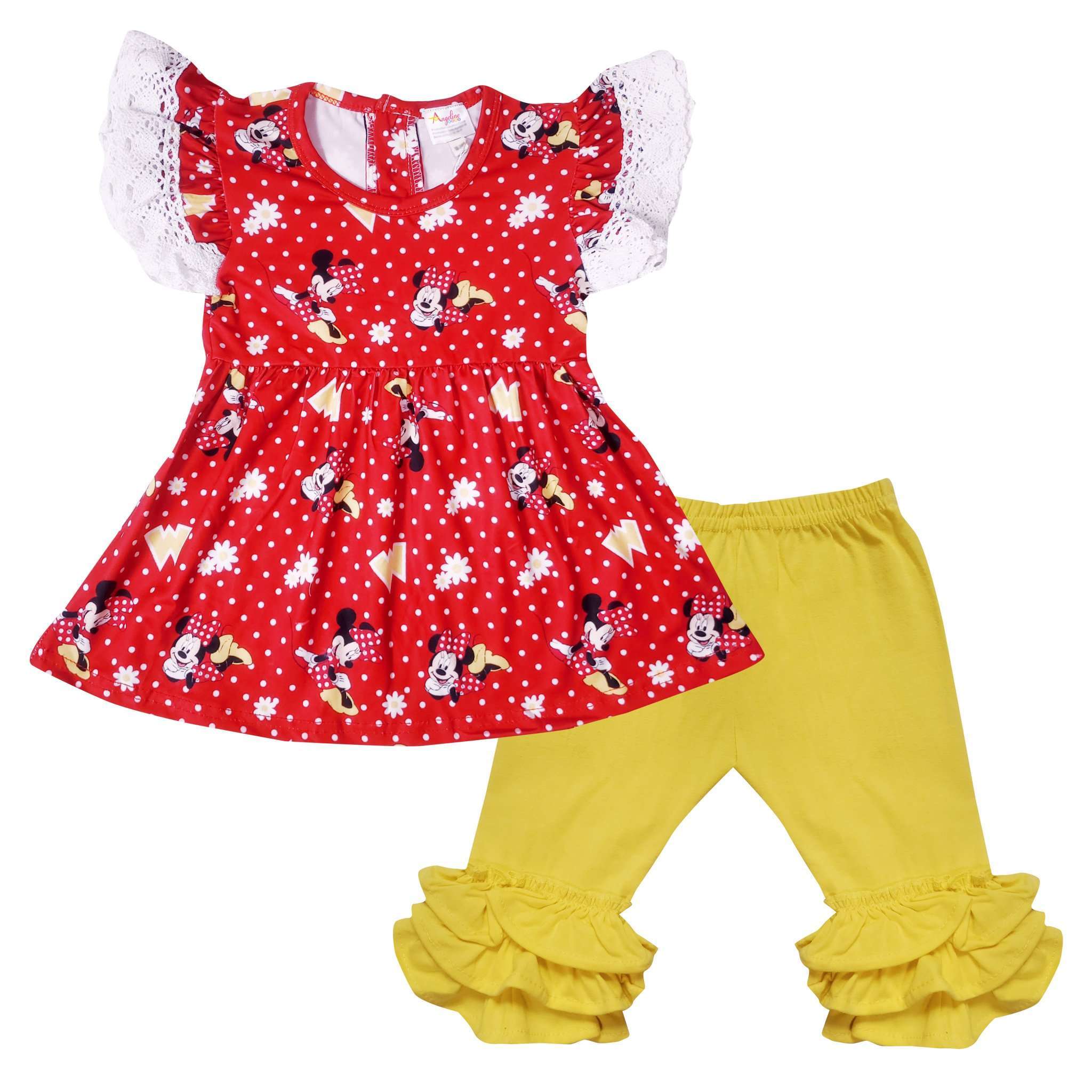 Angeline Kids:Baby Toddler Little Girls Disney Character Minnie Mouse Daisy Capri Set