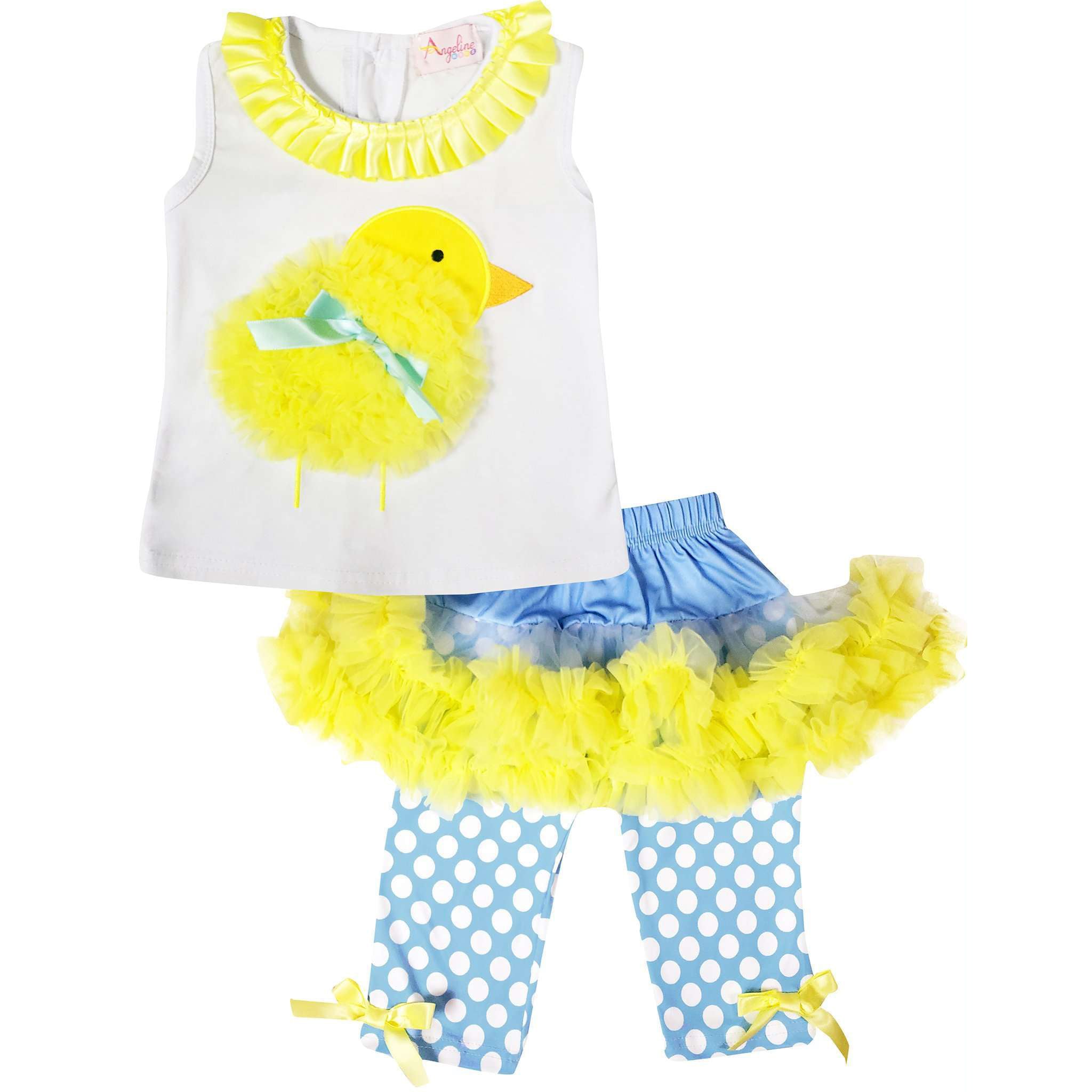 Baby Toddler Little Girls Easter Chick Tutu Skirt Set - Angeline Kids