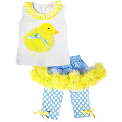 Baby Toddler Little Girls Easter Chick Tutu Skirt Set - Angeline Kids