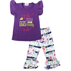 Angeline Kids:Baby Toddler Little Girls Easter Little Miss Eggstremely Cute Capri Set