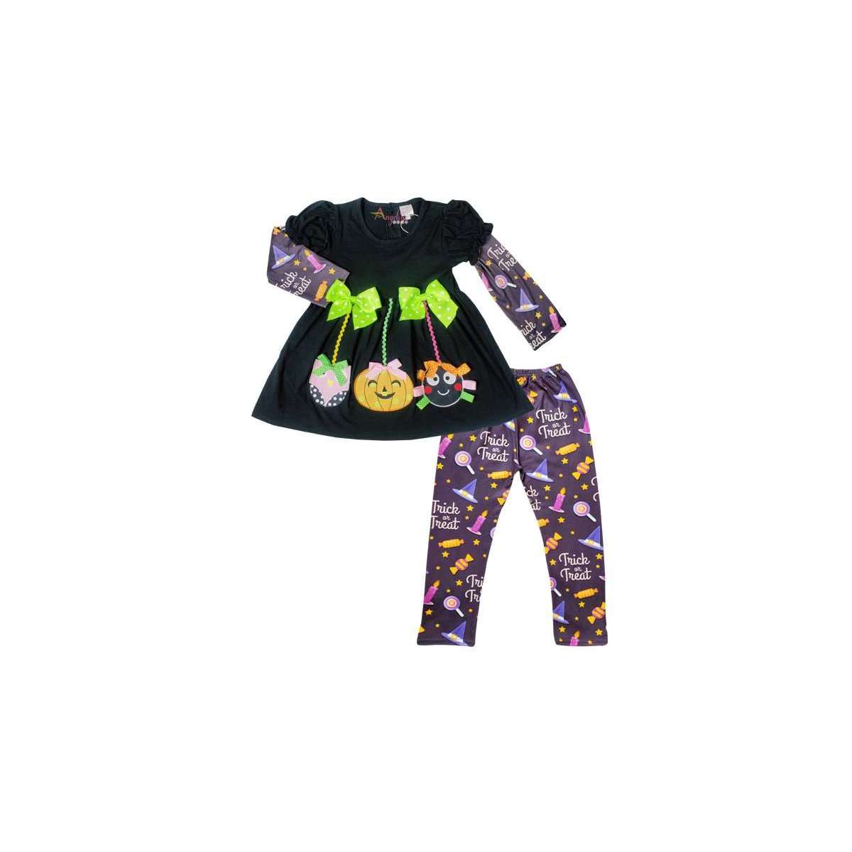 Angeline Kids:Baby Toddler Little Girls Halloween Hanging Ornaments Trick or Treat Tunic Leggings Set