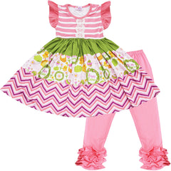 Angeline Kids:Baby Toddler Little Girls Happy Spring Easter Dress Capris Set 2pcs