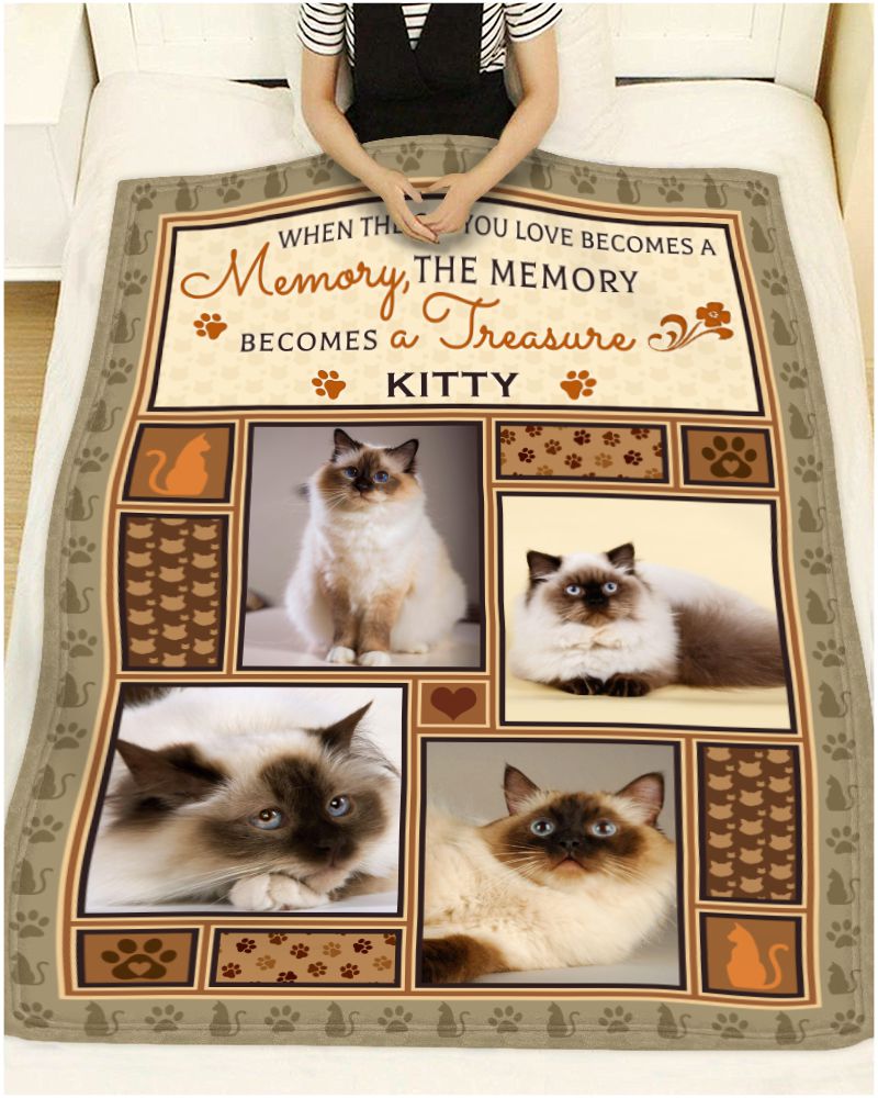 Custom Sympathy Blanket With Loss Of Cat Unique Cat Memorial Gift