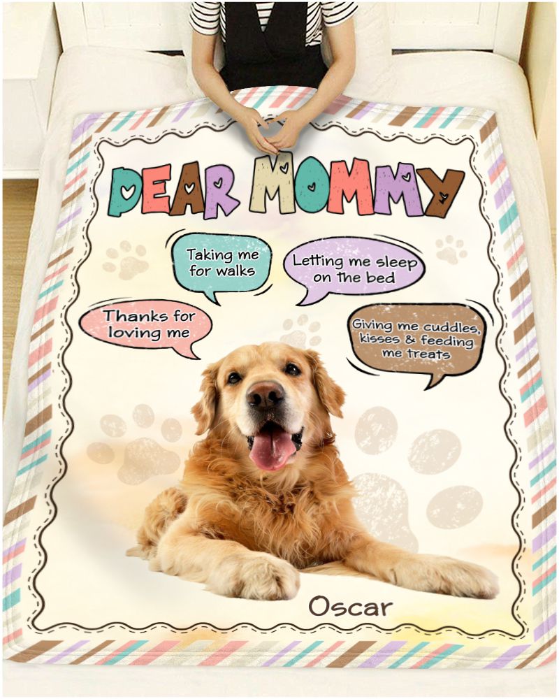 Custom Dear Mommy Blanket Unique Gift For Dog Lovers On Mother’s Day