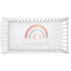 Bonnie's Bright Pastel Rainbows Personalized Crib Sheet