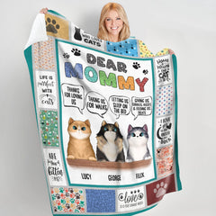 Custom Cat Mom Gift Mother’s Day Gift For Cat Lover Fleece Blanket