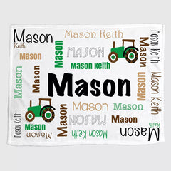 Personalized tractor Baby Blankets with name, Tractor Blanket - Farm Baby Blanket