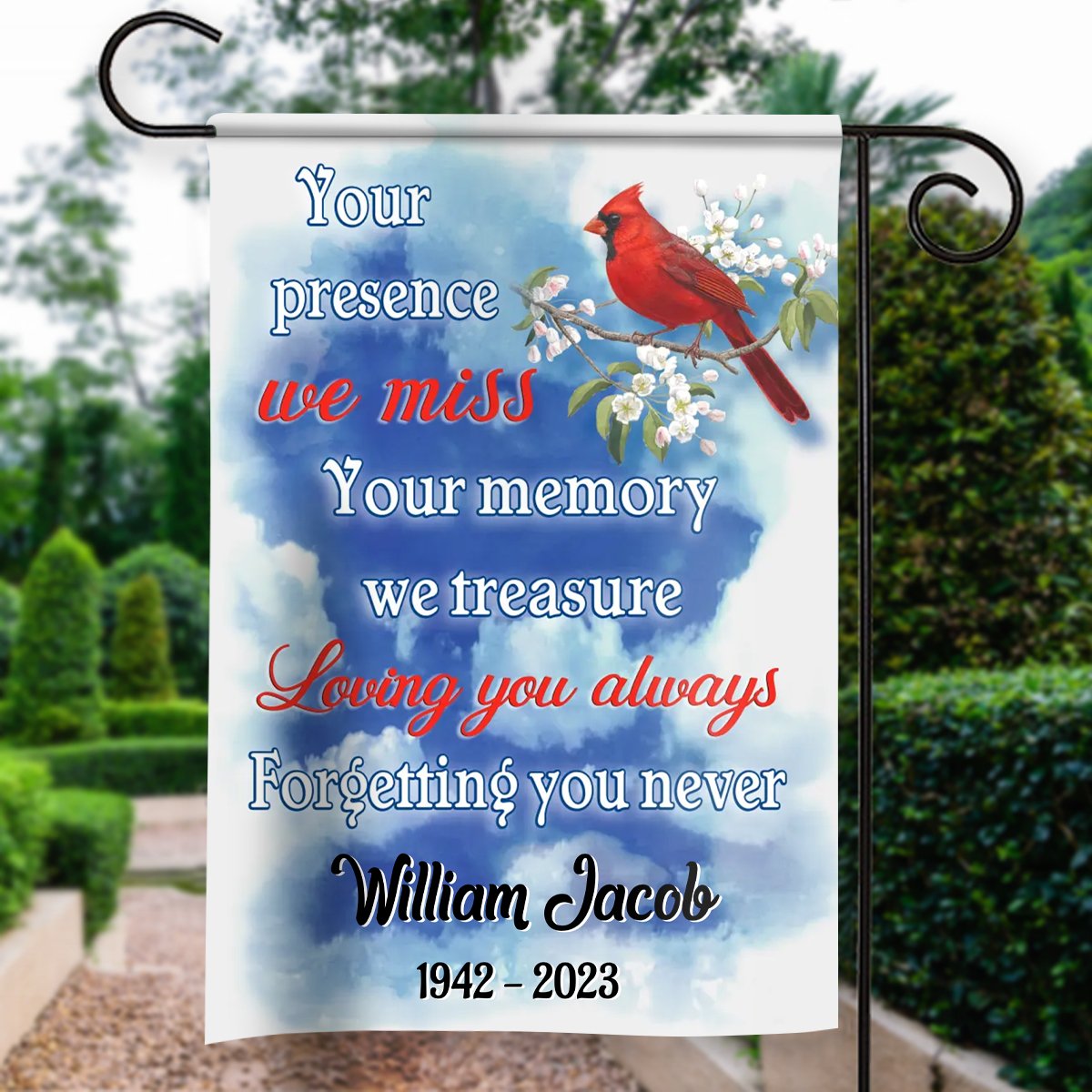 USA MADE Your Presence We Miss Personalized Garden Flag, Memorial Gift| Personalized Memorial Gift