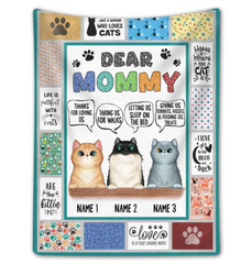 Custom Cat Mom Gift Mother's Day Gift For Cat Lover Fleece Blanket