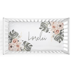 Lorelei's Boho Palm Personalized Crib Sheet