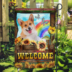 Personalized Sunflower Dog, Custom Dog Photo With Rainbow Garden Flag
