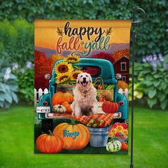 Happy Fall Yall - Personalized Photo And Name Garden Flag - Gift For Pet Lovers
