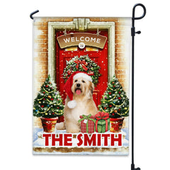USA MADE Welcome To Pet Christmas House - Custom Pet Photo And Name Flag - Christmas Gift, Gift For Pet Lovers