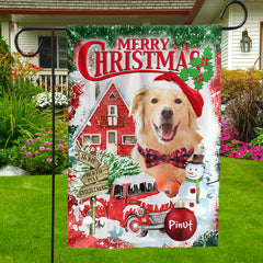 USA MADE  Merry Christmas | Personalized Pet Photo & Name Flag | Gift For Pet Lovers, Christmas Gift| Custom Pet Photo Flag Christmas Home Decor Gift