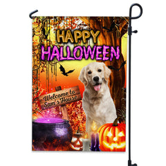 Happy Halloween - Personalized Pet Photo & Name Flag - Gift For Pet Lovers, Halloween Gift