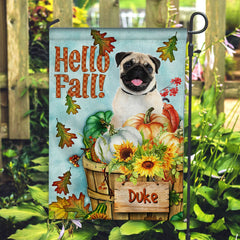 Hello Fall - Personalized Cute Pet Photo And Name Flag - Gift For Pet Lovers