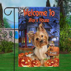 Halloween Flag - Personalized Pet Photo And Name Flag - Gift For Pet Lovers, Halloween Gift