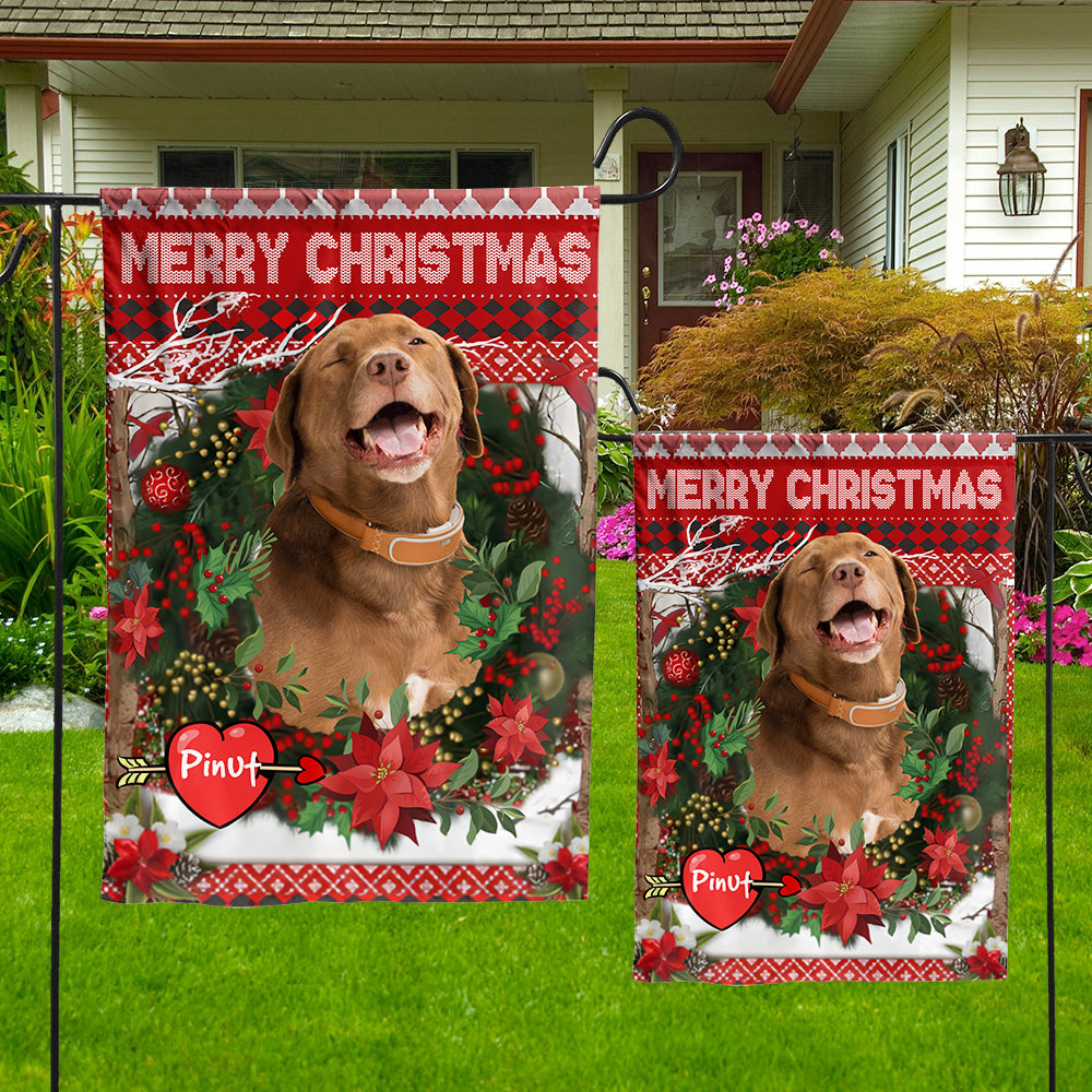 USA MADE  Merry Christmas | Custom Pet Photo And Name Flag | Xmas Gift, Gift For Pet Lovers| Custom Pet Photo Flag Christmas Home Decor Gift