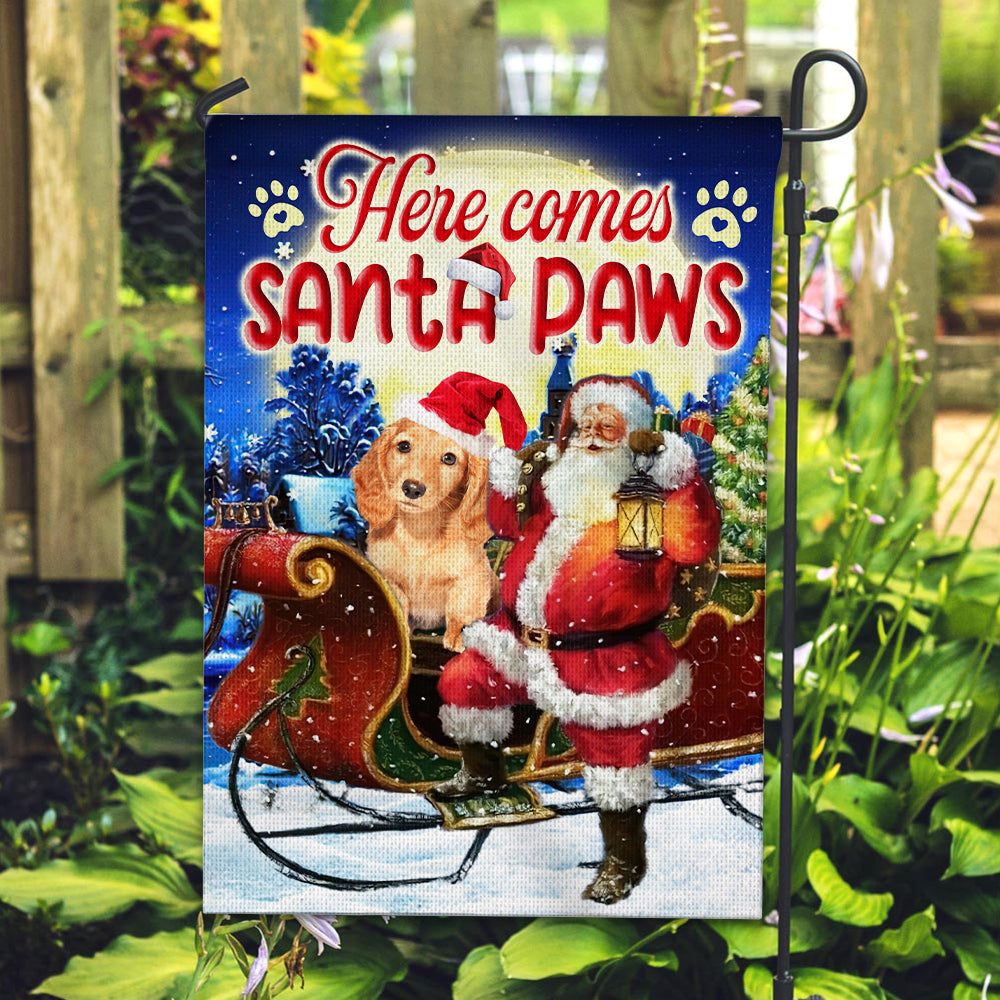 USA MADE  Here Comes Santa Paws | Custom Pet Photo And Name Flag | Christmas Gift, Gift For Pet Lovers| Custom Pet Photo Flag Christmas Home Decor Gift
