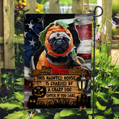 Personalized Halloween Dog, American Flag, Custom Dog Photo Garden Flag