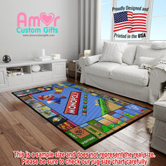 Custom Monopoly Mario Kids Rug, Monopoly ABC Play Mat, Personalized Baby Nursery Initial Rug, Custom Monopoly Mario Carpet Playtime