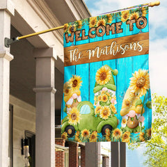 Personalized Welcome Garden Flag, Sunflower Home Garden Flag with Custom Name
