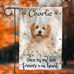 One By My Side Forever In My Hearts - Personalized Pet Photo & Name Flag - Gift For Pet Lovers