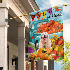 Fall Is Here - Personalized Pet Photo & Name Flag - Gift For Pet Lovers