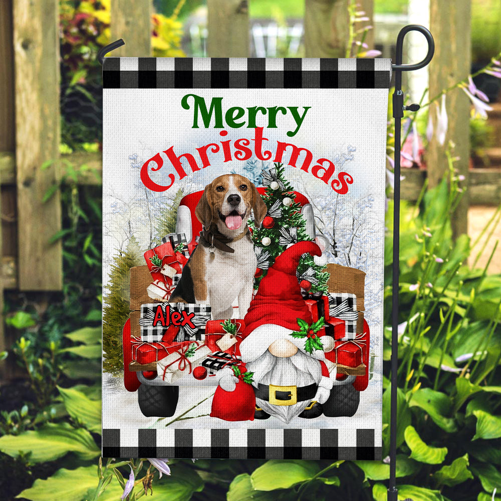 USA MADE Merry Christmas| Personalized Pet Photo And Name Flag | Christmas Gift, Gift For Pet Lovers| Custom Pet Photo Flag Christmas Home Decor Gift