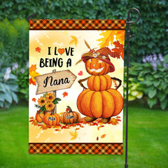 I Love Being Fall Grandma Pumpkin - Custom Name - Personalized Flag - Gift For Pet Lovers