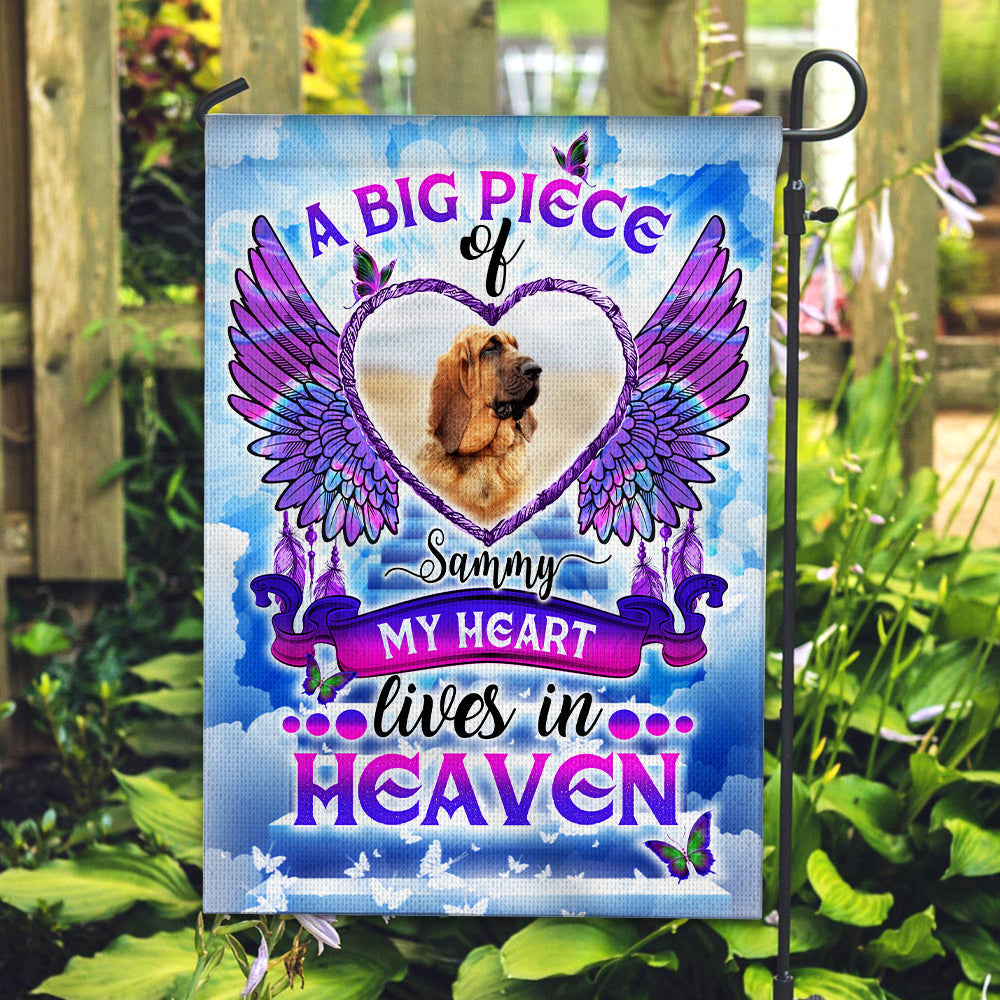 USA MADE A Big Piece Of My Heart Lives In Heaven - Personalized Photo & Name Flag - Memorial Gift| Personalized Memorial Gift