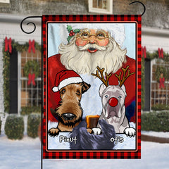 Santa With Christmas Dog - Custom Dog And Name Flag - Christmas Gift, Gift For Pet Lovers