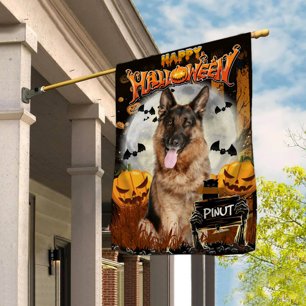 Happy Halloween - Personalized Pet Photo & Name Flag - Gift For Pet Lovers