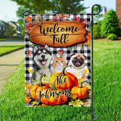 Welcome Fall - Personalized Photo And Name Garden Flag