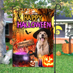 Happy Halloween - Personalized Pet Photo & Name Flag - Gift For Pet Lovers, Halloween Gift