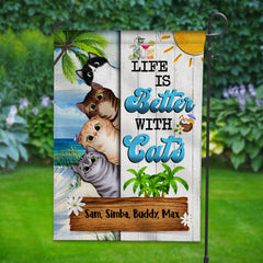 Personalized Summer Cat Flag, Life Is Better With Cats, Gift For Cat Lovers