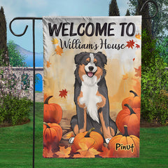 Garden Flag, House Flag Welcome Halloween - Personalized Dog & Name Flag - Gift For Pet Lovers