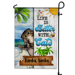 Personalized Summer Cat Flag, Life Is Better With Cats, Gift For Cat Lovers
