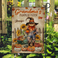 Pumpkin Patch - Personalized Tittle And Names Flag - Gift For Family, Halloween Gift