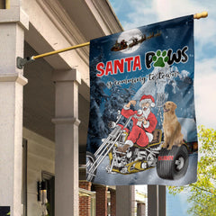 Santa Paws Is Coming To The Town - Custom Pet Photo And Name Flag - Christmas Gift, Gift For Pet Lover