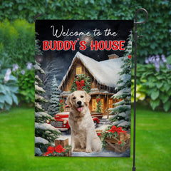 Welcome To Pet's House - Custom Pet Photo And Name Flag - Winter Gift, Gift For Pet Lovers