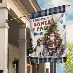 USA MADE  I Believe In Santa Paw | Custom Pet Photo And Name Flag | Christmas Gift, Gift For Pet Lovers| Custom Pet Photo Flag Christmas Home Decor Gift