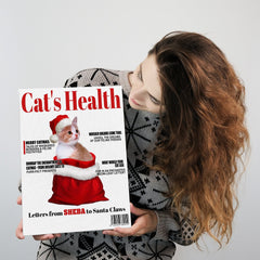 USA MADE Personalized Pet Portrait - Gift For Cat Lovers - Christmas Cat Magazine 10 - Personalized Pet Poster Canvas Print - Digital Download Pet Portrait, Pet Wallart, Pet Memorial Plaque