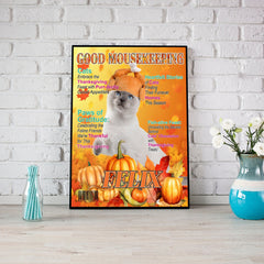 USA MADE Personalized Pet Portrait - Gift For Cat Lovers - Good Mousekeeping Thanksgiving Magazine - Personalized Pet Poster Canvas Print - Digital Download