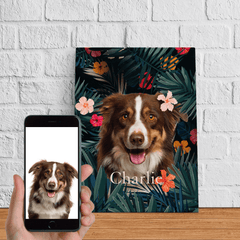 USA MADE Floral Dog Personalized Pet Poster Canvas Print | Personalized Dog Cat Prints | Magazine Covers | Custom Pet Portrait from Photo | Personalized Gifts for Dog Mom or Dad, Pet Memorial Gift
