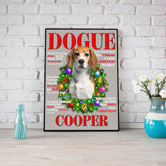 USA MADE Personalized Pet Portrait - Gift For Dog Lovers - Dougue Christmas Magazine - Personalized Pet Poster Canvas Print - Digital Download